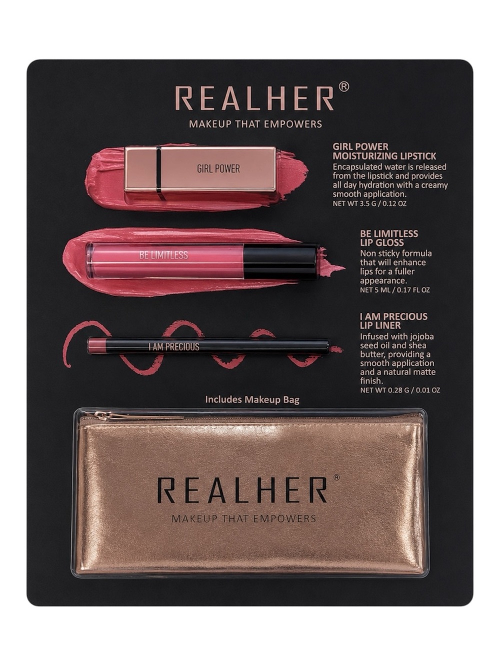 REALHER COSMETICS 4PC SET - BRAND NEW